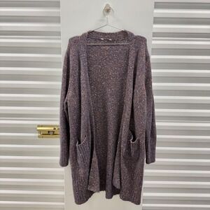 Unbranded Purple Multi Color Confetti Knit Open Front Cardigan Sweater Womens XL